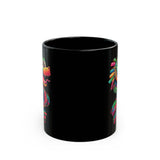 Cartoon Quetzalcoatl Cyber Serpent Black Mug