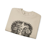 Mirrored Aztec Warriors in Glyph Style Unisex Sweatshirt