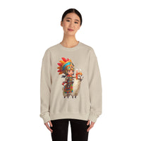 Colorful Chibi Inca Rider and Fluffy Llama Unisex Sweatshirt