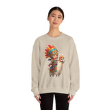 Colorful Chibi Inca Rider and Fluffy Llama Unisex Sweatshirt