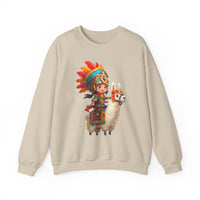 Colorful Chibi Inca Rider and Fluffy Llama Unisex Sweatshirt