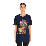 Chibi Aztec Warrior and Jaguar Cub Cartoon Unisex T-Shirt