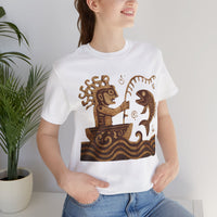 Pre-Hispanic Fisherman with Symbolic Fish Glyph Style Unisex T-Shirt