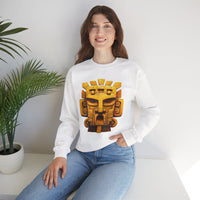 Golden Warrior Mask Andean Glyph Style Unisex Sweatshirt