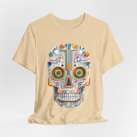Neon Circuit Aztec Skull Cartoon Style Unisex T-Shirt