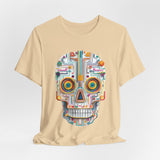 Neon Circuit Aztec Skull Cartoon Style Unisex T-Shirt
