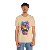 Neon Graffiti Mayan Skull Cartoon Style Unisex T-Shirt