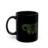 Aztec Western Bull Skull Longhorn Illustration Black Mug