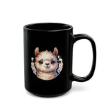 Inca Andean Llama Baby Face Illustration Black Mug