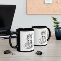 Inca Warrior Girl Fierce Heritage Ink Art Black Mug