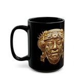 Aztec Golden Solar Deity Mask Black Mug
