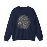 Vintage Native American Headdress Graphic Unisex Sweatshirt