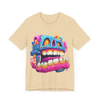 Chunky Neon Mayan Skull Graffiti Style Unisex T-Shirt