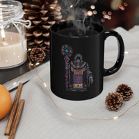 Cyber Temple Techno Priest Pixel Art Black Mug