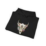 Sacred Floral Cow Skull Mandala Illustration Unisex Hoodie