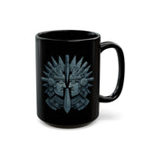 Aztec Warrior Duel Obsidian Glyph Style Black Mug