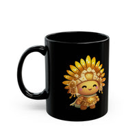 Chibi Inti Inca Sun God Cartoon Style Black Mug
