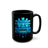 Tlaloc Rain God Blue Mask Glyph Style Black Mug
