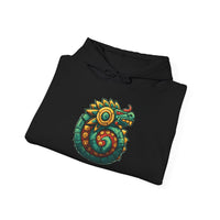 Colorful Quetzalcoatl Sun Serpent Glyph Style Unisex Hoodie