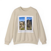 Funny Llama at the Window with Machu Picchu View Unisex Sweatshirt