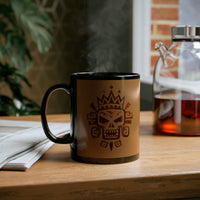 Ah Puch Mayan Skull Crown Glyph Style Black Mug