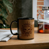 Ah Puch Mayan Skull Crown Glyph Style Black Mug