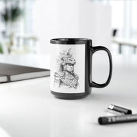 Young Jaguar Warrior Sketch Black Mug
