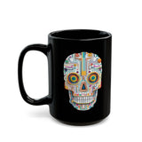 Neon Circuit Aztec Skull Cartoon Style Black Mug