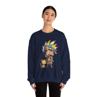 Aztec Chibi Girl with Jaguar Cub Warrior Culture Unisex Sweatshirt