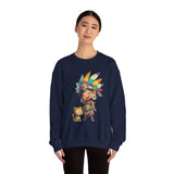 Aztec Chibi Girl with Jaguar Cub Warrior Culture Unisex Sweatshirt