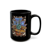 Aztec Turquoise Cactus Desert Landscape Black Mug