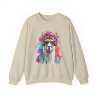 Hippie Llama in Sunglasses Watercolor Style Unisex Sweatshirt