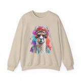 Hippie Llama in Sunglasses Watercolor Style Unisex Sweatshirt