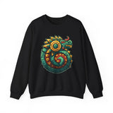 Colorful Quetzalcoatl Sun Serpent Glyph Style Unisex Sweatshirt