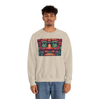 Neon Aztec Mask God Illustration Unisex Sweatshirt