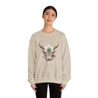 Sacred Floral Cow Skull Mandala Illustration Unisex Sweatshirt