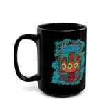Glitter Serape Cactus on Leopard Burst Illustration Black Mug