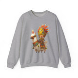 Cute Chibi Inca Warrior and Llama Cartoon Unisex Sweatshirt