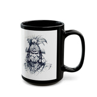 Fierce Inca Warrior Ink Illustration Black Mug