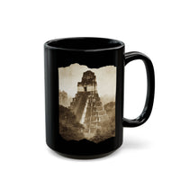 Vintage Tikal Jungle Temple Sepia Print Black Mug