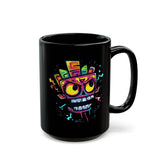 Cyber Aztec Skull Cartoon Style Black Mug