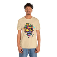 Cyber Aztec Skull Cartoon Style Unisex T-Shirt
