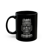 Mesoamerican Monolith Head Black Mug