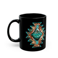 Turquoise Western Aztec Gem Illustration Black Mug