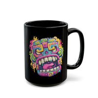 Graffiti Mayan Skull Cartoon Style Black Mug
