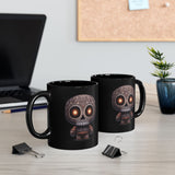 Tribal Glow Chibi Aztec Skull Black Mug
