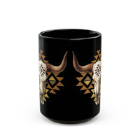 Tribal Bull Skull Earth Symbol Illustration Black Mug