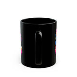 Chunky Neon Mayan Skull Graffiti Style Black Mug