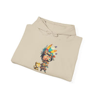 Aztec Chibi Girl with Jaguar Cub Warrior Culture Unisex Hoodie