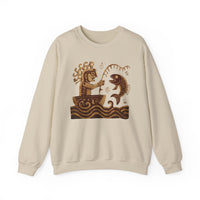Pre-Hispanic Fisherman with Symbolic Fish Glyph Style Unisex Sweatshirt